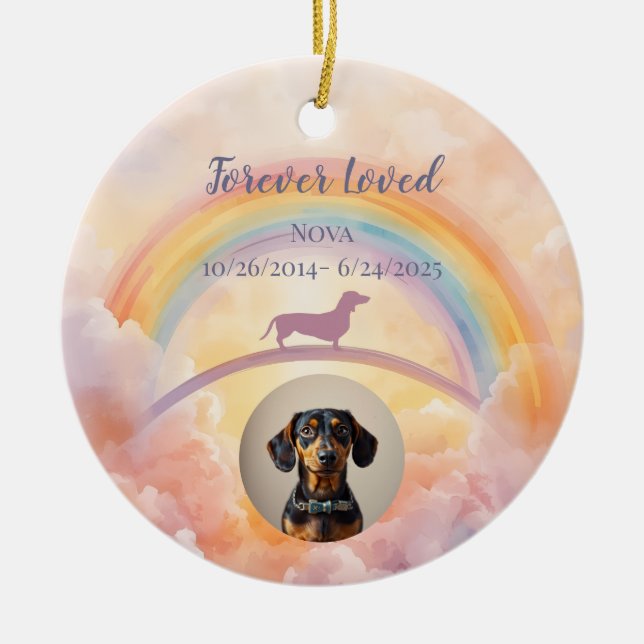 Dachshund Rainbow Bridge Ornament – Music (Front)