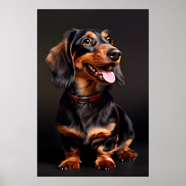 Dachshund Realism Portrait Vertical Poster (Front)
