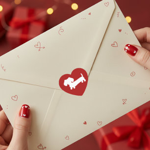 Dachshund Red Heart Envelope Seals Stickers 