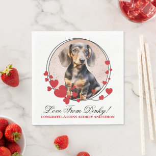 Dachshund Red Heart Frame with Dogs Photo Napkin