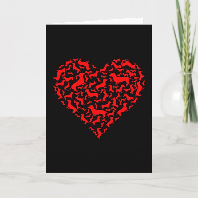 dachshund red heart gift for valentite day card (Front)