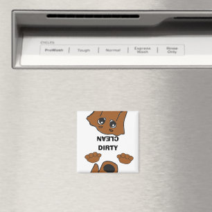 dachshund red peeking cartoon dirty clean magnet