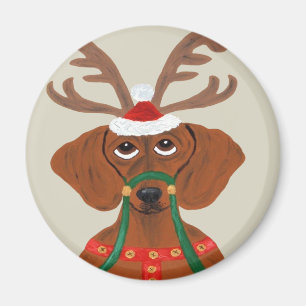 Dachshund Reindeer Magnet