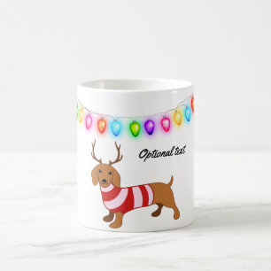 Dachshund Reindeer Personalised Mug