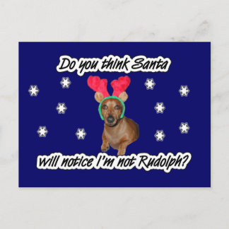 Dachshund Reindeer Postcard