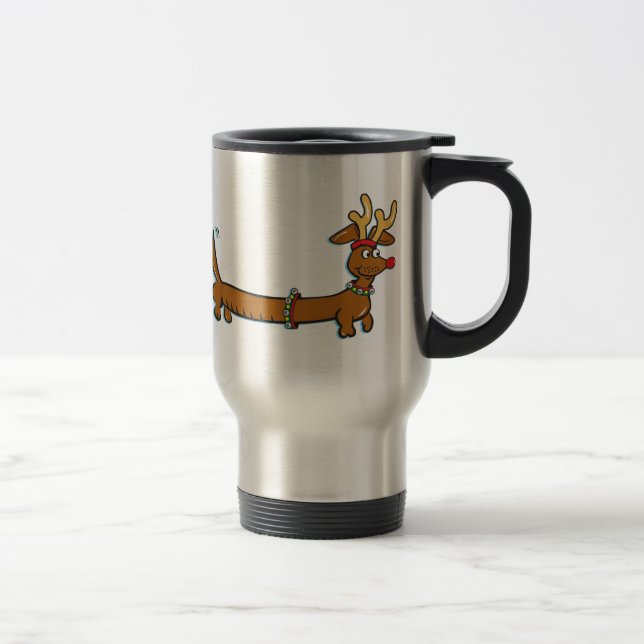 Dachshund Reindeer Travel Mug (Right)