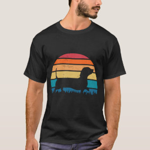 Dachshund Retro Vintage 60s 70s Sunset Wiener Dog T-Shirt