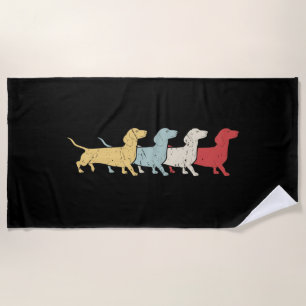 Dachshund Retro Vintage Beach Towel