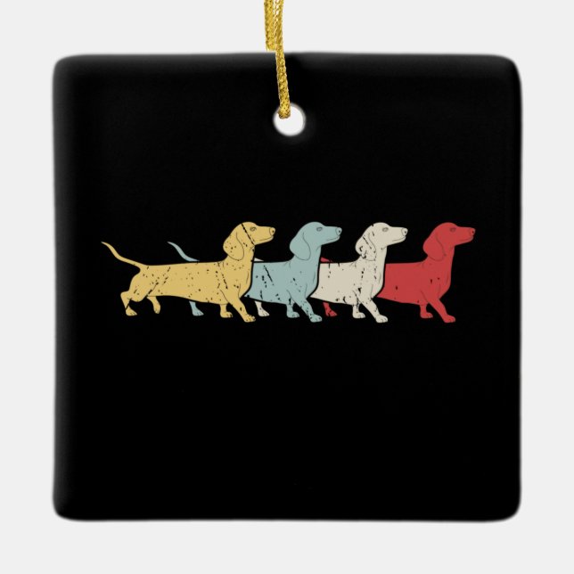 Dachshund Retro Vintage  Ceramic Ornament (Front)