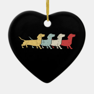 Dachshund Retro Vintage Ceramic Tree Decoration