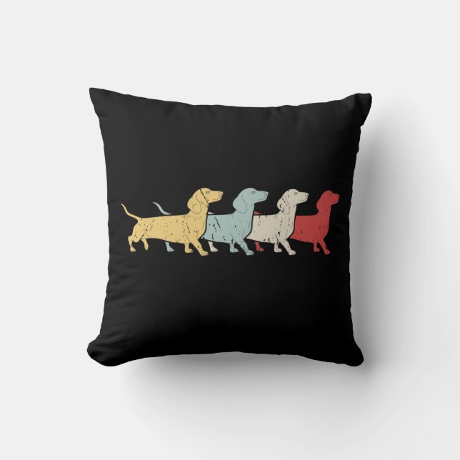 Dachshund Retro Vintage Cushion (Front)
