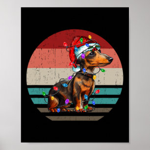 Dachshund Retro Vintage Merry Christmas Xmas Weine Poster