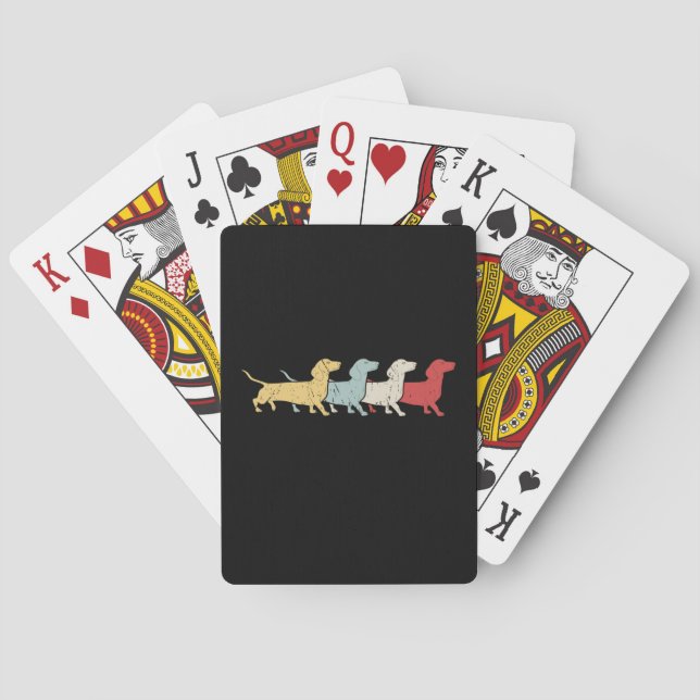 Dachshund Retro Vintage Playing Cards (Back)