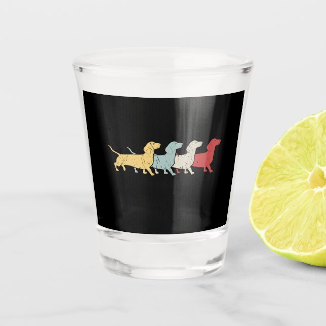 Dachshund Retro Vintage Shot Glass (Front)