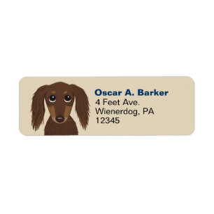 Dachshund Return Address   Chocolate Long Haired