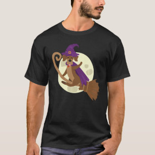 Dachshund Riding Witch Broom Cute Dog Halloween Co T-Shirt