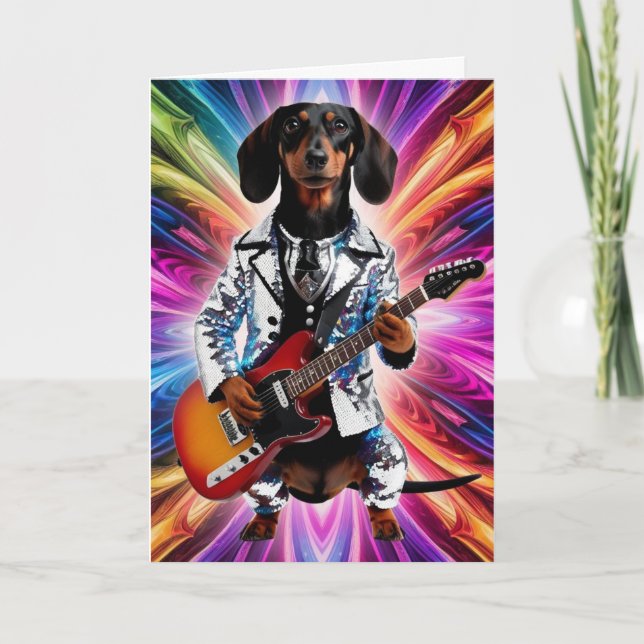 Dachshund Rock Star Card (Front)