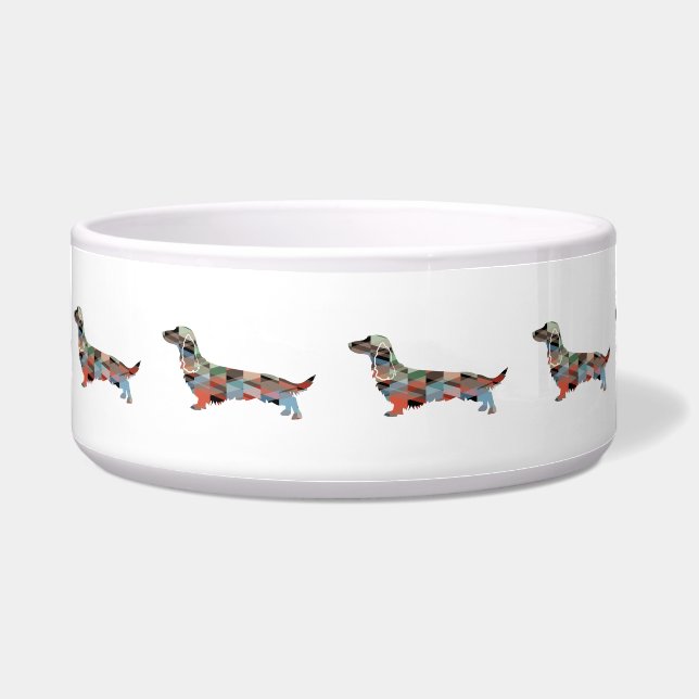 Dachshund Rough Coated Geo Silhouette Plaid (Front)