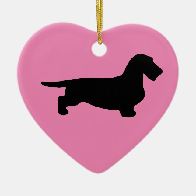 Dachshund Rough Hair - Silhouette 1 Ceramic Tree Decoration (Front)