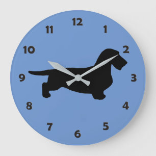 Dachshund Rough Hair - Silhouette 1 Large Clock
