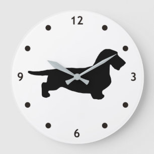 Dachshund Rough Hair - Silhouette 1 Large Clock