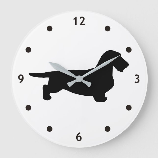 Dachshund Rough Hair - Silhouette 1 Large Clock (Front)