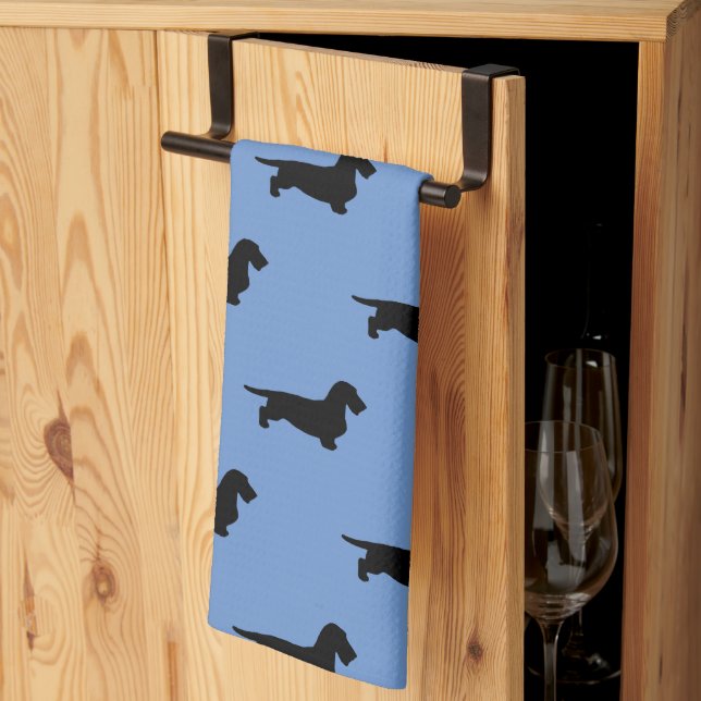 Dachshund Rough Hair - Silhouette 1 Tea Towel (Thirds Fold)