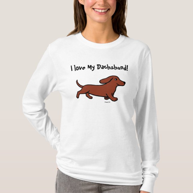 Dachshund Running Cartoon T-Shirt (Front)