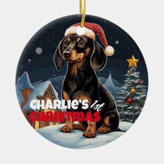 Dachshund’s First Christmas Ceramic Tree Decoration
