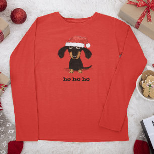 Dachshund Santa Clause with Customisable Text T-Shirt