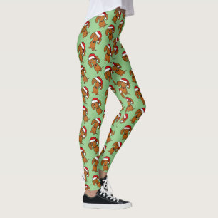 Dachshund Santa Cute Christmas Wiener Dog Holiday Leggings
