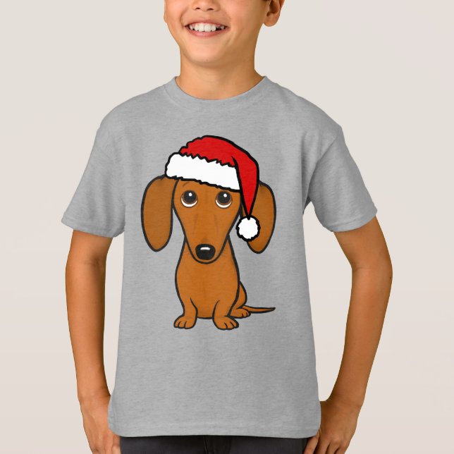 Dachshund Santa Cute Christmas Wiener Dog Holiday T-Shirt (Front)