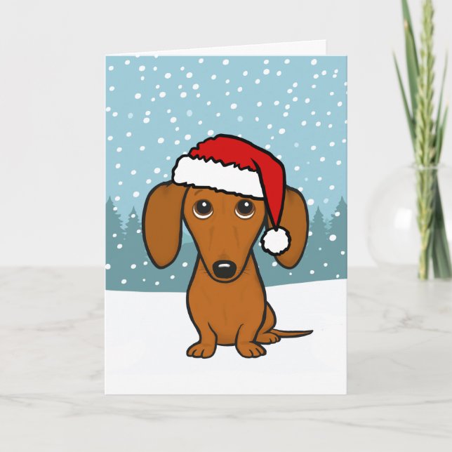 Dachshund Santa Cute Wiener Dog Christmas Holiday Card (Front)