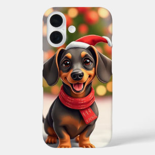 Dachshund santa dog iPhone 16 case