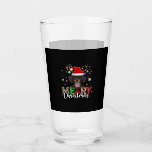 Dachshund Santa Dog Merry Christmas Oversized T-Sh Glass