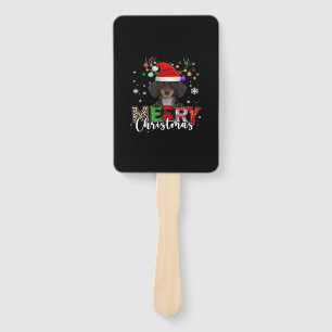 Dachshund Santa Dog Merry Christmas Oversized T-Sh Hand Fan