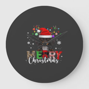 Dachshund Santa Dog Merry Christmas Oversized T-Sh Large Clock