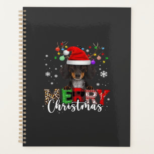 Dachshund Santa Dog Merry Christmas Oversized T-Sh Planner