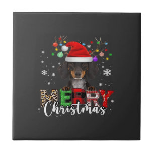Dachshund Santa Dog Merry Christmas Oversized T-Sh Tile