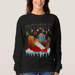 Dachshund Santa Hat Christmas Lights Box Sweatshirt