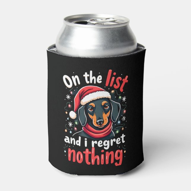 Dachshund Santa On The Naughty List Dachshund Chri Can Cooler (Can Front)