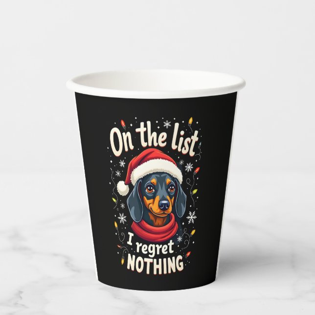Dachshund Santa On The Naughty List Dachshund Chri Paper Cups (Front)