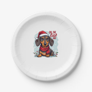 Dachshund Santa On The Naughty List Dachshund Chri Paper Plate