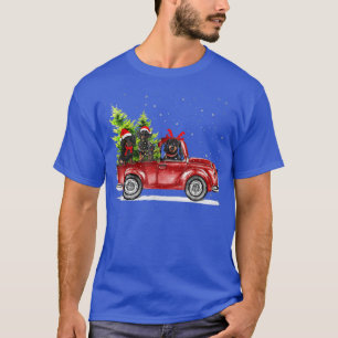 Dachshund Santa Reindeer Red Truck Snow Christmas T-Shirt
