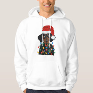 Dachshund Santa Tangled In Christmas Lights Hoodie