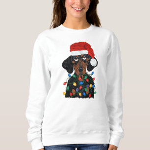 Dachshund Santa Tangled In Christmas Lights Sweatshirt