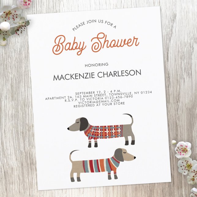 Dachshund Sausage Dog Baby Shower Invitation Postcard (Creator Uploaded)
