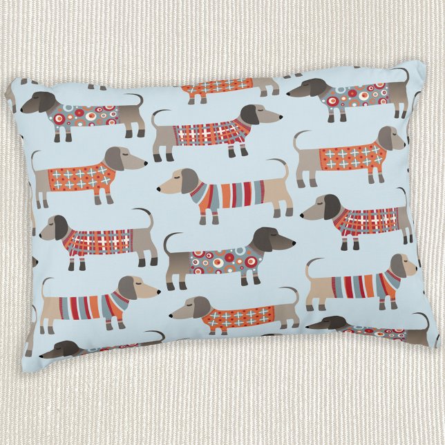 Dachshund Sausage Dog Blue Decorative Cushion (Creator Uploaded)