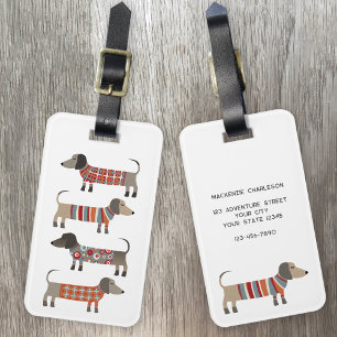 Dachshund Sausage Dog Custom Name Luggage Tag