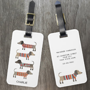 Dachshund Sausage Dog Custom Name Luggage Tag